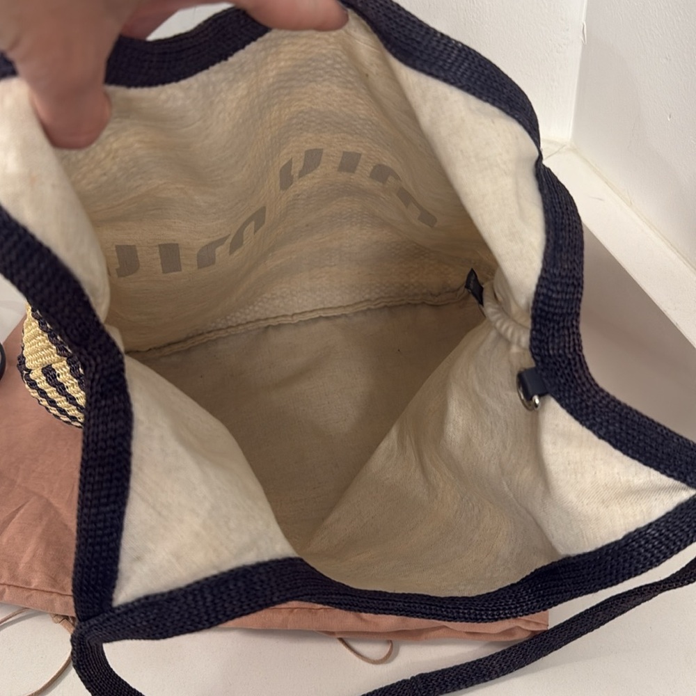 Miu Miu Logo Raffia Effect Tote Bag - Picture 5 of 13